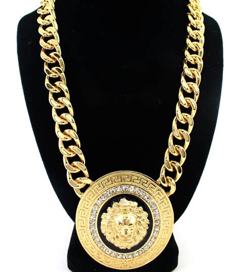 versace gold pendant|authentic versace lion necklace.